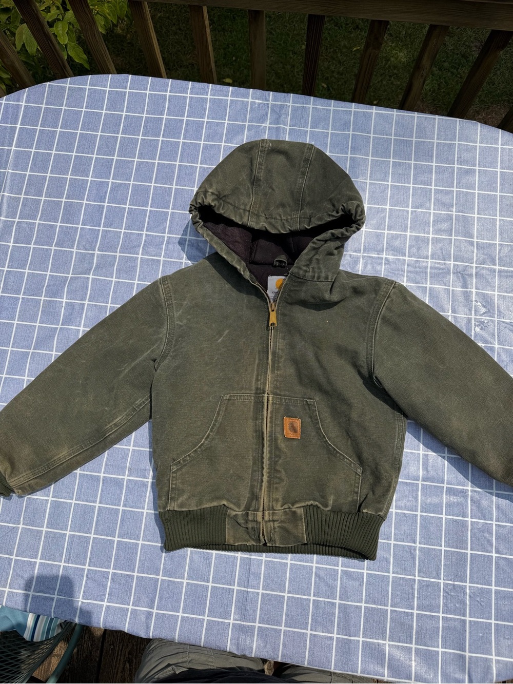 Carhartt Kids Olive Green Hooded Canvas Zip Jacket
